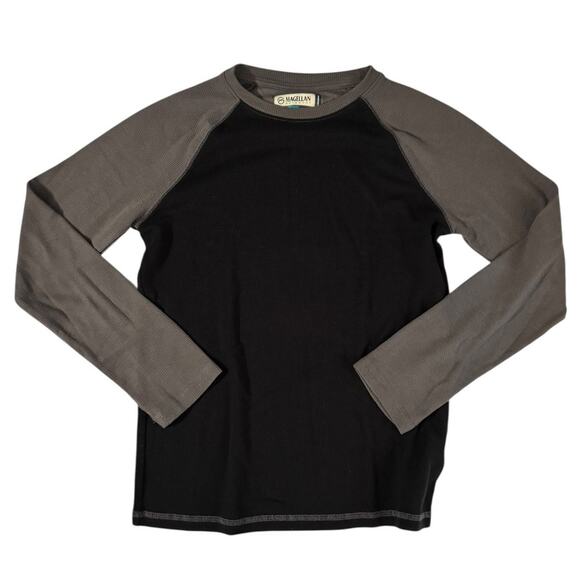 Magellan Boys Large Thermal Tee Black Gray Sleeves Classic Fit Adventure Ready - Picture 1 of 6
